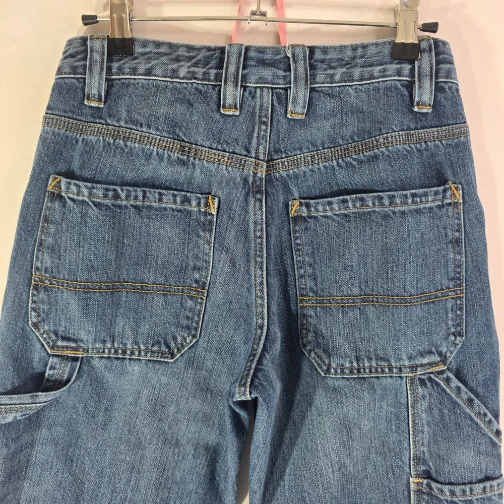 Old Navy Girls Painter Jeans Blue Denim Wide Leg Carpenter Pants 12 Reg